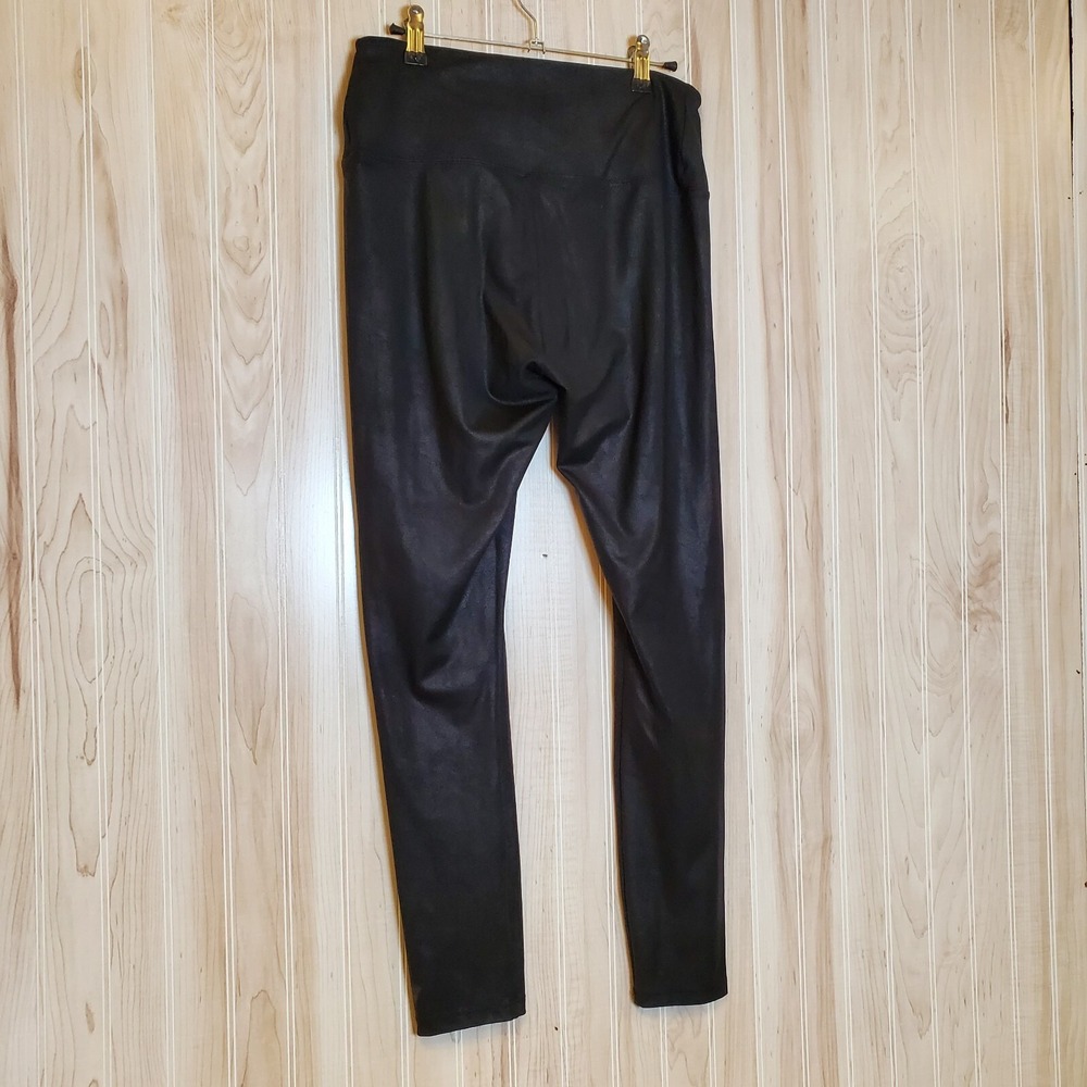 80s Rocker Chic Black Pants Leggings Size M Stretch Comfy Retro Heavy Metal - Picture 4 of 5